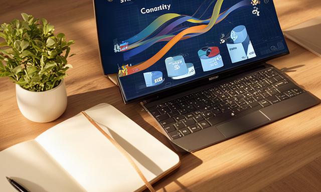 Groeiplanning met scenario's op een laptop naast een notitieboek